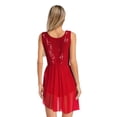 thumbnail image 2 of Sxiwei Robes de Danse Lyrique pour Femmes Sans Manches Ourlet Irrégulier Strass Brillants Robe Performance de Scène Bourgogne m, 2 of 5