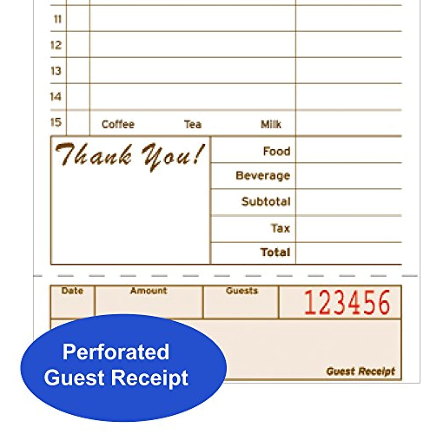 Alliance T4997SP 2part Carbonless Tan 15 Line Guest Checks Case of 2000 499703
