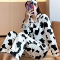 thumbnail image 4 of HTOOQ 1 Ensemble Pyjama à Manches Longues pour Femmes Pantalon Long Motif Vache (m), 4 of 9