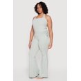 thumbnail image 2 of Women's Plus Size Drawstring Fold Over Waist Flare Leg Pants, 2 of 4