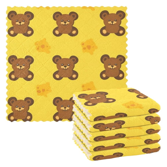 6 Pieces of Kitchen Towels 11x11Inch Kitchen Dish Cloths Kitchen Dish Towels Reuseable Cleaning Cloths Brown Bear Cookies