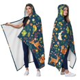 thumbnail image 2 of Cute Woodland Animal Wearable Blanket Hoodies for Women Men Adults Animal Lovers Cozy Warm Cartoon Flowers Rabbit Fox Raccoons Hooded Blankets for Couch Bed Decor 50x60 Inch, 2 of 5