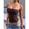 thumbnail image 5 of Womens Tube Tops Strapless Crop Tops Basic Backless Sleeveless Going Out 2026 Spring Summer Clothes Brown XL, 5 of 7