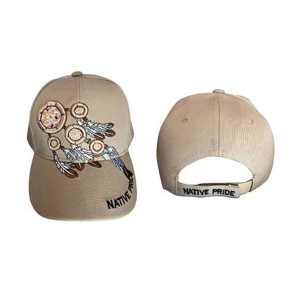 Dream Catcher Native Pride Baseball Caps Embroidered - Khaki Color -- Uni-Sex Style -- FREE USA Shipping--(CapNp557k)