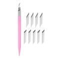 thumbnail image 1 of Arte Artesanía Cuchillos Juego, 1uds Tallado Cuchillo con 10uds Repuesto Acero Cuchillas para Recortes Álbum Plantilla Afición Bricolaje, Plástico Mango Rosa (1 Juego) Unique Bargains cuchillas de repuesto para cuchillos de arte, 1 of 6