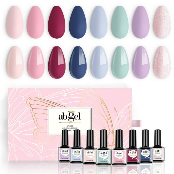 ab gel UV Gel Nail Polish Kit 8 Colors Gift Set,Natural Bare Collection