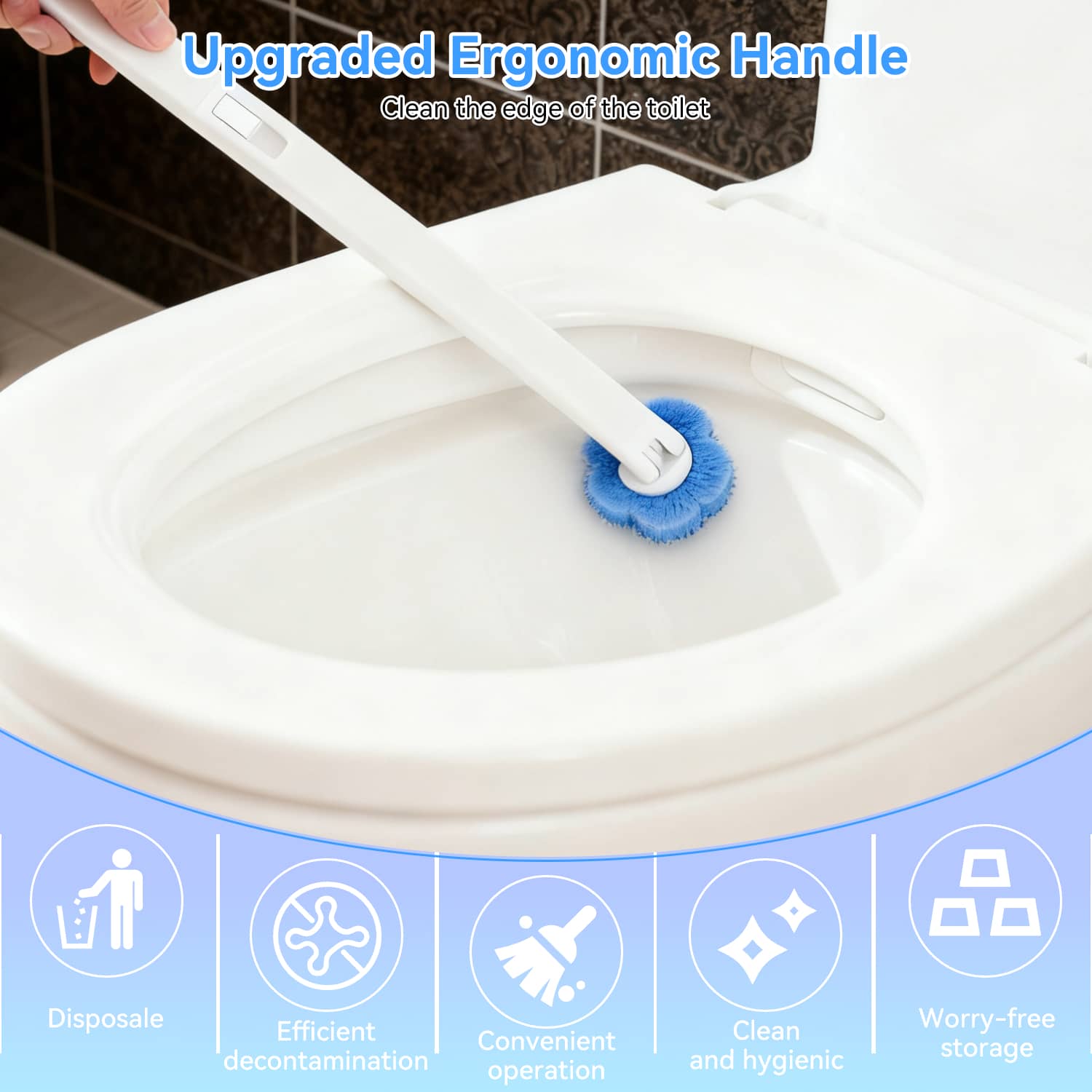 SZZJKJ Disposable Toilet Brush Cleaner & Holder with 48  toilet cleaner refill pads
