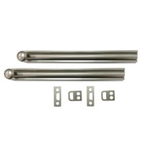 QCAA Solid Brass Surface Bolt, 6", Satin Nickel, 2 Pack, Made in Taiwan