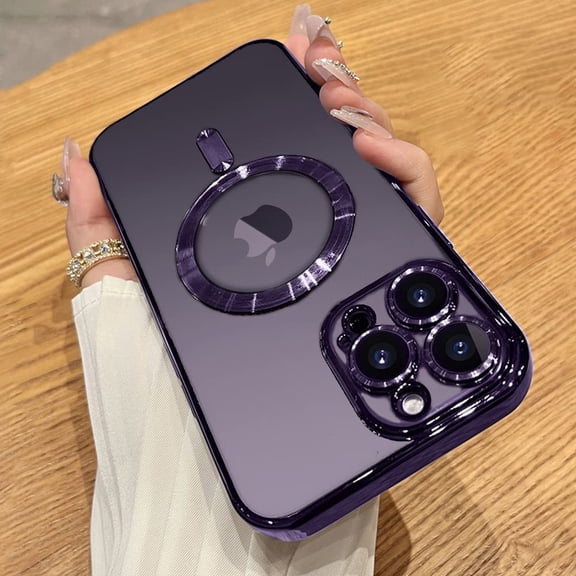 Case Made for iPhone 15 Pro 6.1 Inch [Built-in Camera Lens Protector] [Compatible with MagSafe] Anti-Scratch Shockproof Protective Slim Electroplated Case for Women Men - Purple
