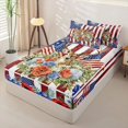 thumbnail image 2 of Manfei Watercolor Floral Zipper Twin Comforter Sets with Fitted Sheet and 2 Pillowcases,Classic Buck Head Flag Zipper Bedding Set,Red Navy,Navy Blue Reversible,4pcs, 2 of 8