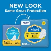 Equate Maxi Pads with Wings, Size 1, Regular Absorbency, Compare to Always® (180 Count)