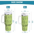 thumbnail image 3 of 40 oz Tumbler with Handle Lid and Straw Insulated Water Tumbler Stainless Steel Water Cup Mug Bottle Reusable Cup Holder Friendly Green Cactus, 3 of 6