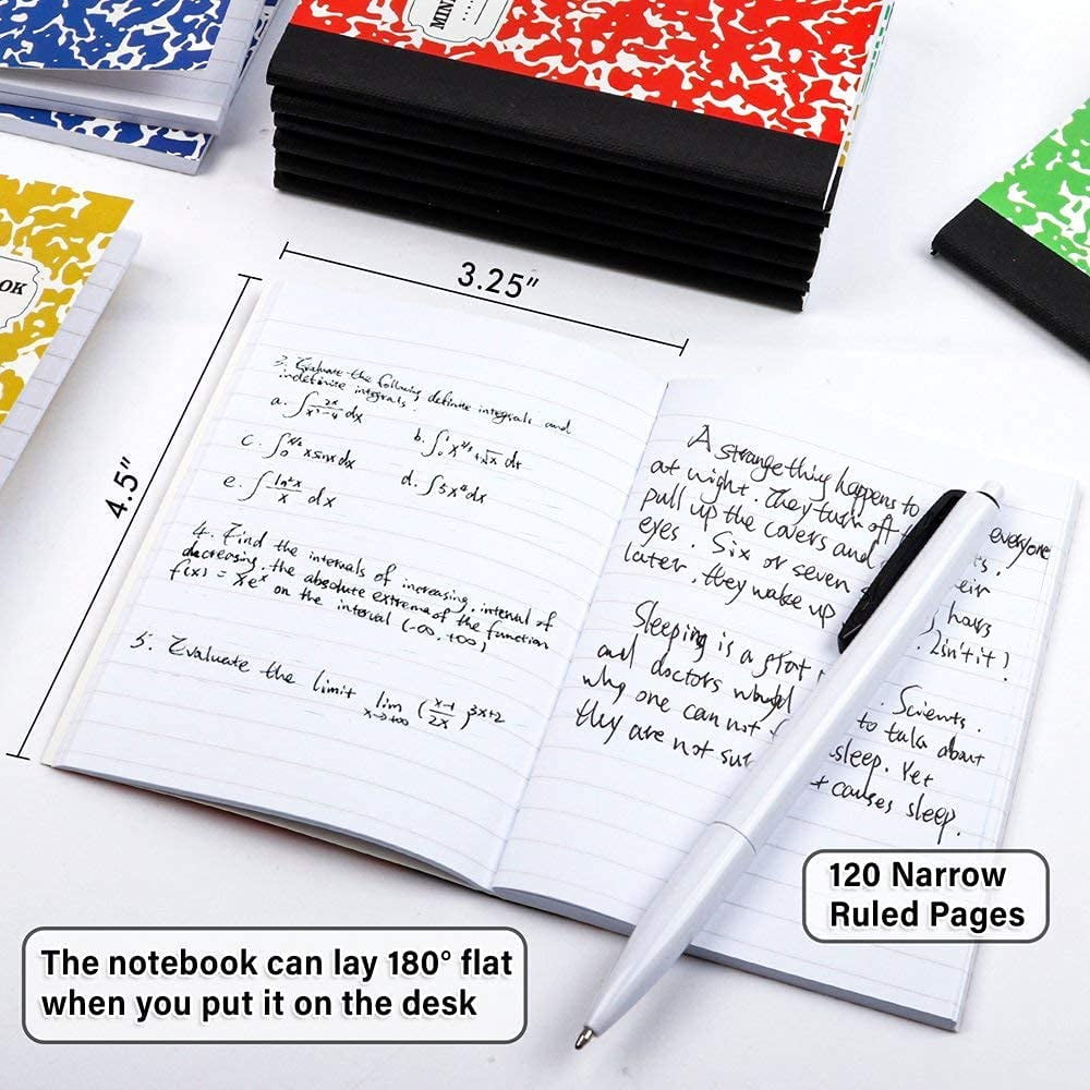Composition Notebook, Mini Sized 30 Pack 5 Colors Narrow Ruled Mini Composition Books Bulk by Feela, Small Pocket Marble Cute Journal Notebooks, Pocket Sized 4.5 x 3.25 in
