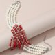 thumbnail image 4 of Perlas de imitación que gotean sangre, collar de perlas ensangrentadas, collar de clavícula con borlas de cuatro capas, 4 of 4