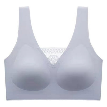 

DeHolifer Women Daliy Bras Smoothing Wirefree Bralette Seamless Comfortable Soft No Underwire Bras Gray XL