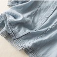 thumbnail image 3 of WIZUTIZ Short Sleeve Shirts for Women Reduced Price Flowy Cotton Linen Cozy Style T-shirt Solid Casual Ladies Tshirt Basic Short Sleeve Retro Tee Fluffy Loose Fit Tshirts Comfy V-Neck Blouse Blue, 3 of 5