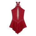 thumbnail image 4 of HULIJA Women Sleeveless Ballet Leotard Rhinestone Figure Skating Dress Performance Dance Costume Burgundy L, 4 of 6