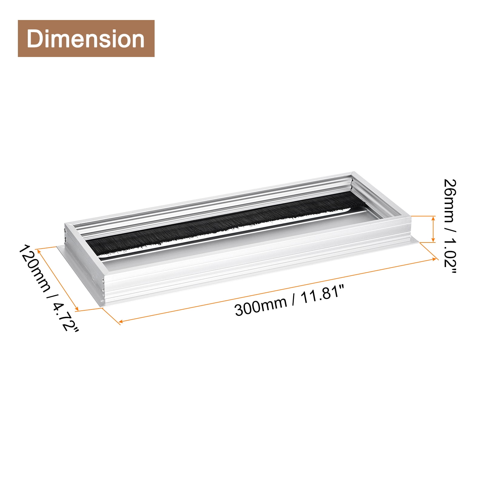 Uxcell Cable Hole Cover 290mm x 110mm Aluminum Alloy Rectangle Desk Grommet, Silver