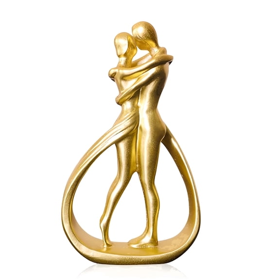 NYSCURE Nordic 5.2 Inch Valentine's Day Resin Golden Love Statue Romantic Elegant Couple Sculpture Home Decor Shelf Figurine Gifts
