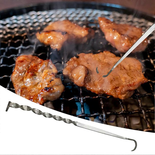Volteador de alimentos para barbacoa, volteador de alimentos y gancho para carne, ganchos giratorios de hierro para barbacoa, volteador de alimentos de alta resistencia, volteador de alimentos en fo