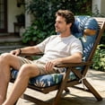 thumbnail image 5 of High Back Outdoor Chair Cushion, Waterproof Patio Chair Pad with Ties for Chairs, Rocking Chairs and Outdoor Furniture(Navy,110X50cm), 5 of 7