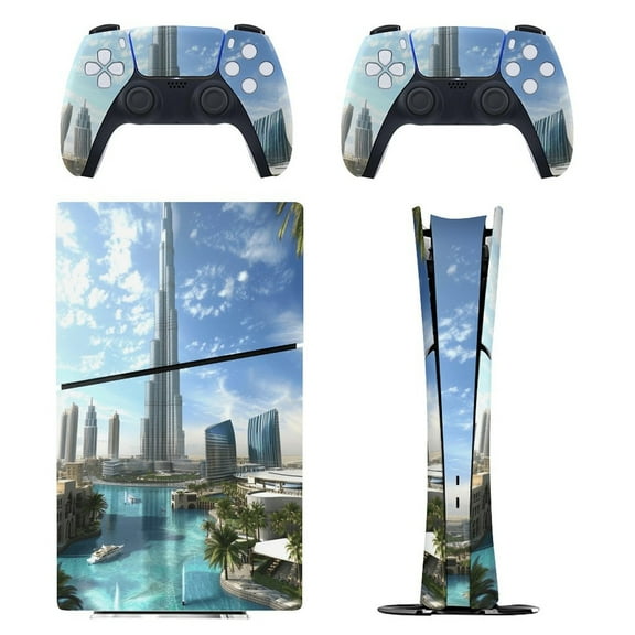 Skin Sticker for PS5 Slim Standard Disc Digital Edition Console and Controllers Decals for Playstation 5 (Dubai,PS5 Slim)