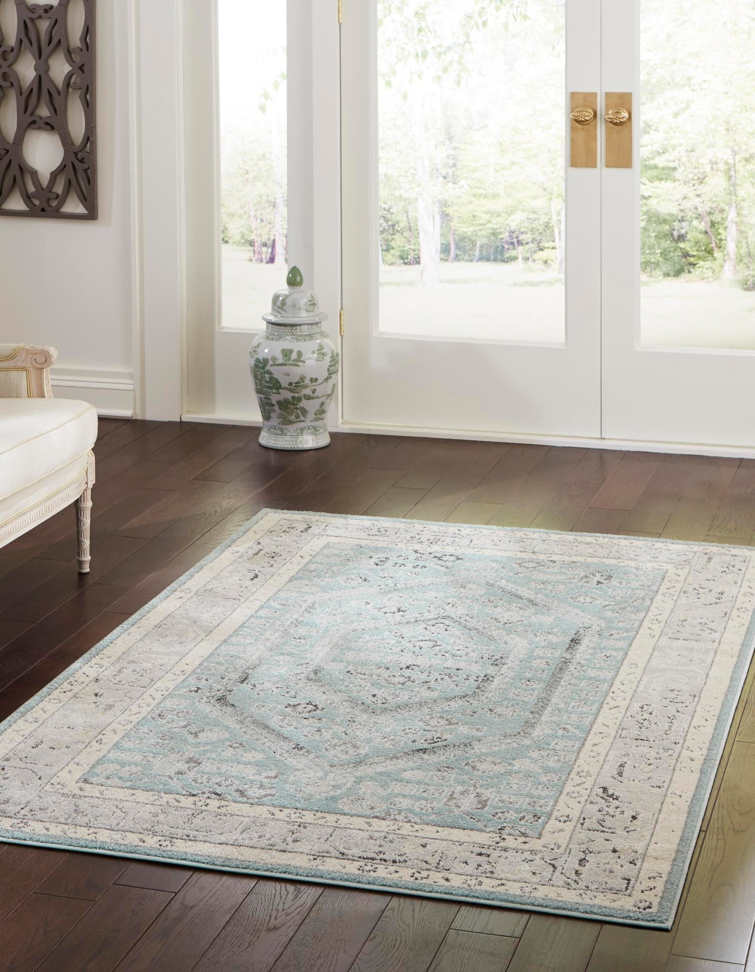Aurelia Collection Rug 6' x 9' Aqua MediumPile Rug Perfect For Living Rooms, Large