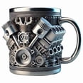 thumbnail image 1 of de Café Acero Inoxidable con Motor V8, Asa Aislante para Amantes los Coches., 1 of 5
