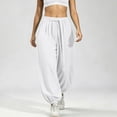 thumbnail image 2 of hoksml Women's Tie Waist Jogger Pants, Solid Color Loose Elastic Cuff Casual Trousers, 2 of 4