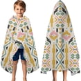thumbnail image 3 of Multicolor Ethnic Geometric Pattern Hooded Bath Towel，60"x35" for Ages 3 To 12 Kids, Quick Dry Lightweight Soft Microfiber Hood Beach Towel Cover Up for Kids, 3 of 7