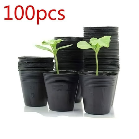 ZULAR 100 Packs Gallon Nursery Pots Outdoor Vegetable Flower Plant Plastic Pots Set 9X8Cm