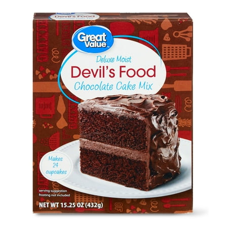 Great Value Deluxe Moist Devil's Food Chocolate Cake Mix, 15.25 oz Box