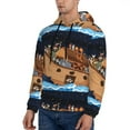 thumbnail image 3 of Fotbe Men's Hoodie with Ocean Scene with Noah's Ark Pattern - Kangaroo Pocket Pullover Hooded Sweatshirt, Perfect for Daily Wear, Travel, and Home-Medium, 3 of 7
