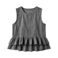 thumbnail image 7 of Womens Ruffle Linen Tank Tops Spring Summer Beach Cute Sleeveless Shirts Vest Top, Loose Fit Vacation Resort Casual Shirt(Grey,M), 7 of 7