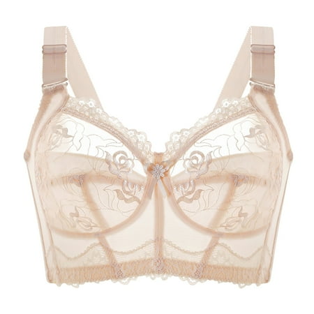Crunowin Women s Sexy Lace Bra  Solid Color Full Coverage No Underwire Comfortable Adjustable Shoulder Strap Daily Underwear Beige M