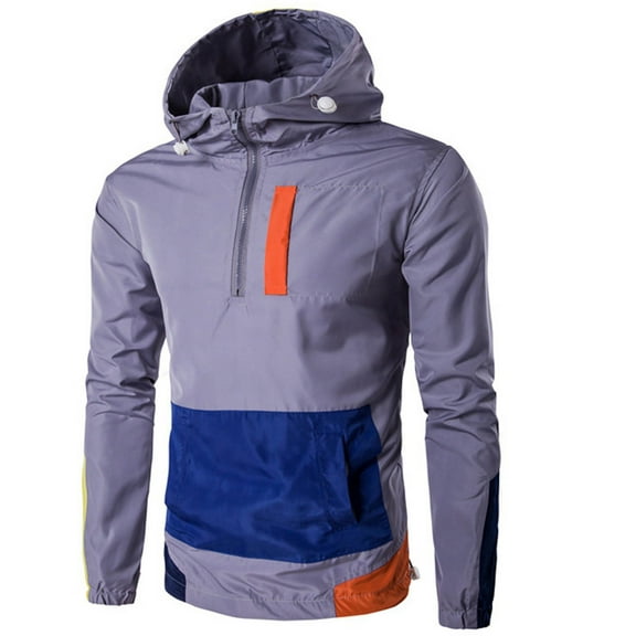 IROINNID Men's Hoodie Anorak Long Sleeve Color Block Comfy Fall Jacket Color Matching Trend Jumper Baseball Uniform Outwear & Jackets