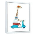 thumbnail image 4 of Giraffe Dressed Up Wearing Helmet & Riding Blue Scooter 12 in x 20 in Framed Painting Canvas Art Print, by Designart, 4 of 5