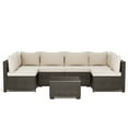 thumbnail image 7 of LAUSAINT HOME 7 Pieces Patio Conversation Set, Outdoor Sectionals with 6 Chairs and 1 Coffee Table, Beige Cushions, 7 of 7