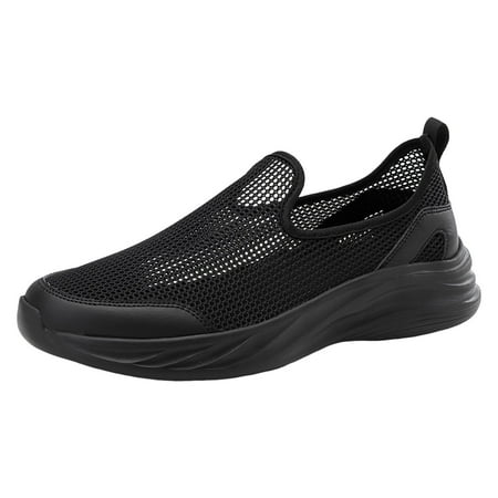 Sngxgn Men s Slip On Walking Shoes Lightweight Casual Knit Loafer Sneakers Comfortable Mesh Work Athletic Shoes for Men Breathable(Black 10)