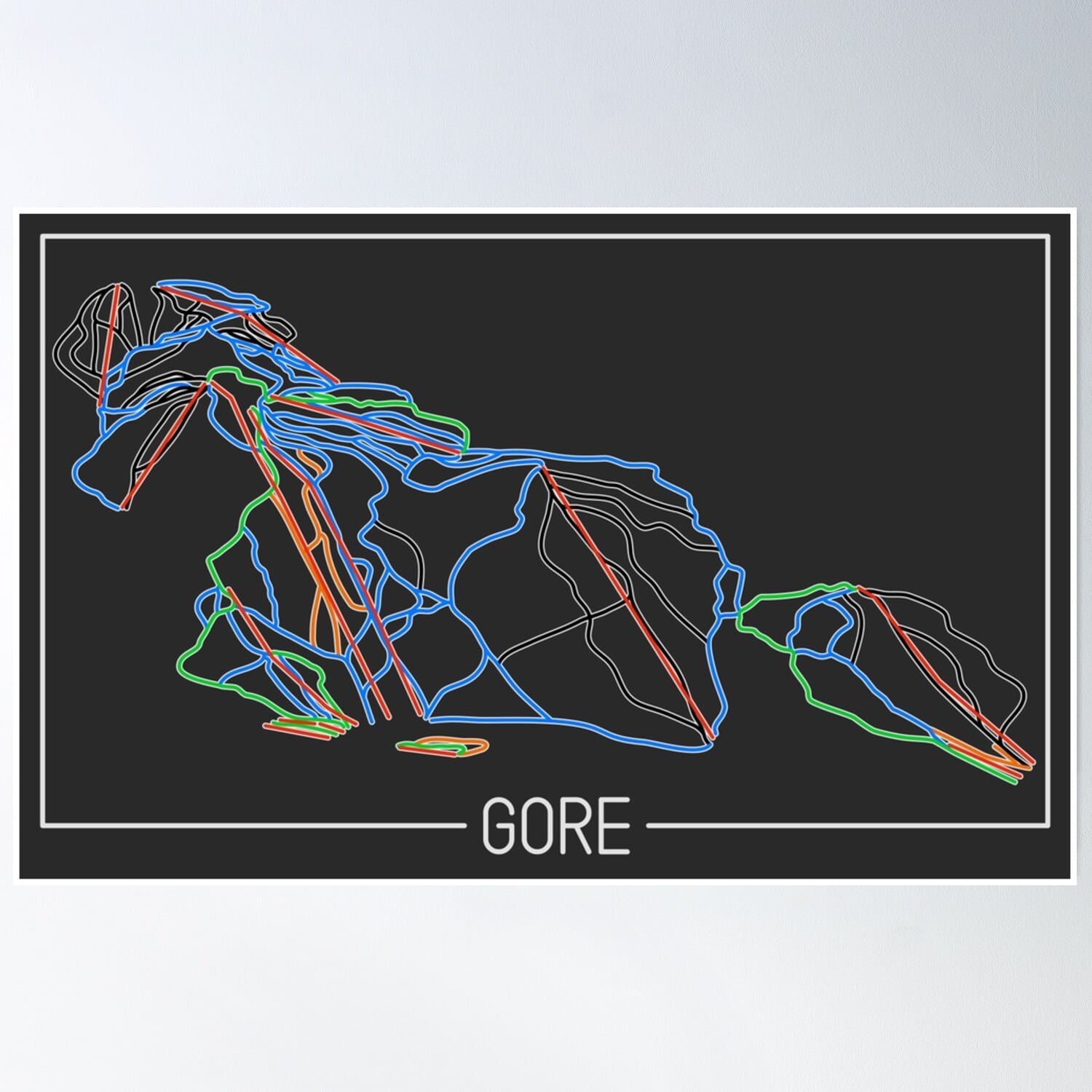 Gore Mountain Trail Rating Map Poster Wall Art Modern Wall Decor Home Decor Office Wall Art