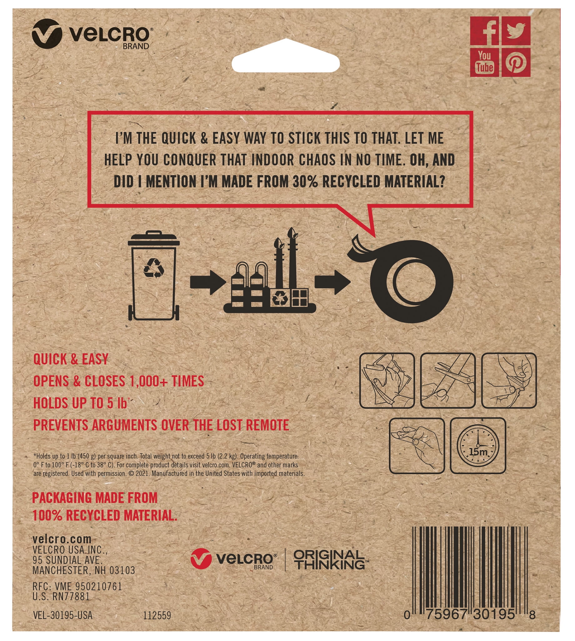 Velcro® ECO Industrial Velcro Strips - 2 Pack, 3 x 1.75 in - QFC