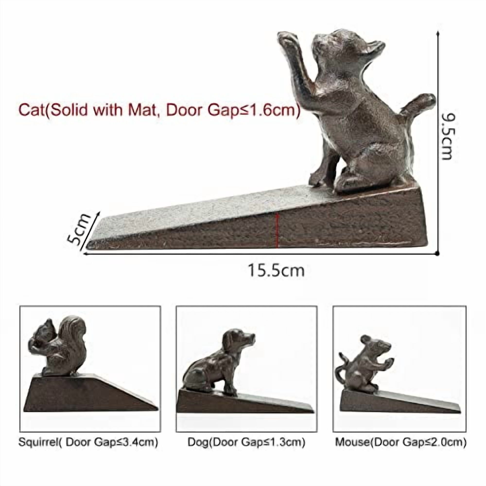 Sungmor Heavy Duty Cast Iron Cat Door Stops | Decorative Cute Animal Statue Metal Door Stopper Wedge with Non-Slip Mat | Solid & Antique Style Windproof Door Holder for Patio Yard Garden Farmhouse