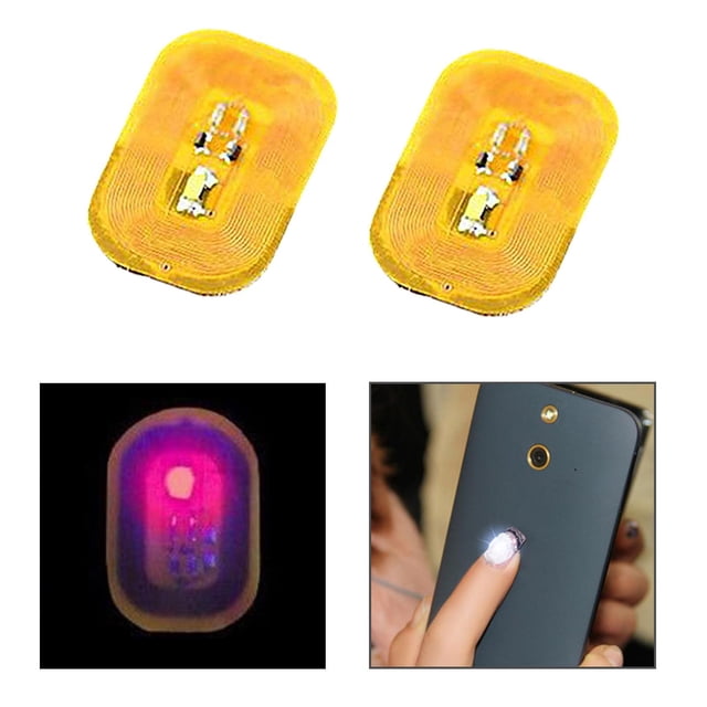 2x LED Light Sticker Decal, Fuente de inteligente integrada, el de la tecnología de comunicaciones móviles de cercano ( - lámpara roja Luz roja Yinane Etiqueta engomada del arte del clavo de NFC