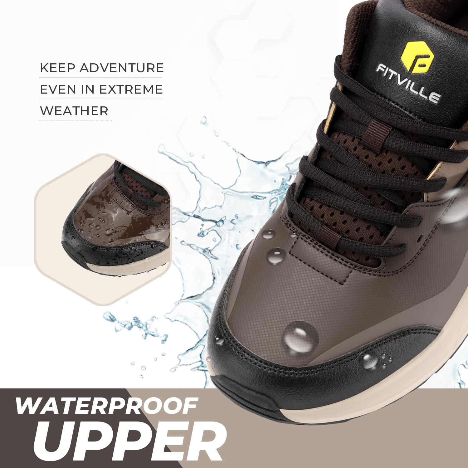 FitVille Mens Wide Hiking Shoes Outdoor Low-top Waterproof Sneakers with Arch Support