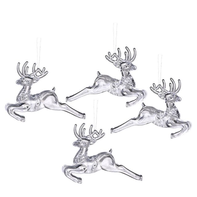 Toystoory Adorno de gota de copo de nieve transparente colgante colgante decoración de ciervo de cristal Kits de decoración para fiestas Ciervo