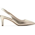 thumbnail image 6 of Cole Haan Vandam Sling Soft Gold Leather Pointed Toe Kitten Heeled Dress Pumps (Soft Gold Leather, 11), 6 of 6