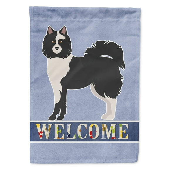 Carolines Treasures CK3644CHF Black and White Elo dog Welcome Flag Canvas House Size  Large multicolor