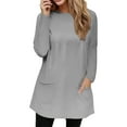 thumbnail image 2 of YEJIMAN Long Sleeve T-shirt, Full Size Pocketed Round Neck Long Sleeve T Shirt Women's Spring and Autumn Pocket Round Neck Long Sleeve T Shirt Casual Loose Top, Big & Tall, 2 of 5