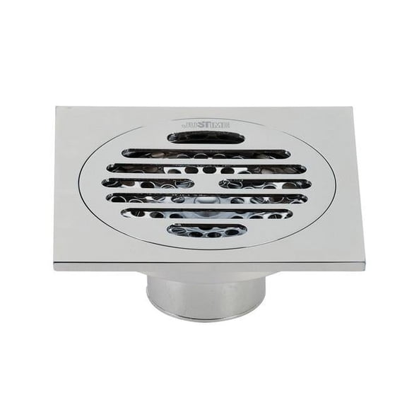 Kingston Brass  4 in. Watercourse Symmetric Square Grid Shower Drain, Polished Chrome