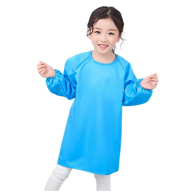 Product Classification Girls Tops Tees & Shirts - Kid Art Smock Solid Color Apron For Children Printed Artist Painting Aprons Smocks With Long Sleeve